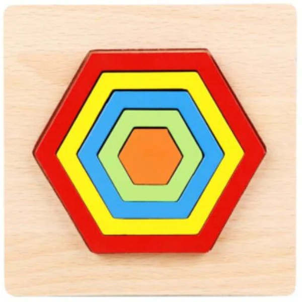 hexagon Обучающая доска в форме познавательного пазла для детей, деревянные игрушки для детей, обучающая игрушка, обучающая игра Монтессори, кубики, игрушки - Цвет: hexagon