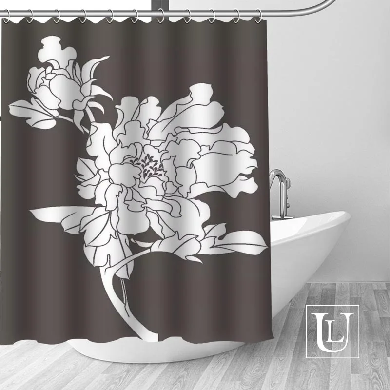 На заказ художественная живопись пион занавеска для душа современная ткань