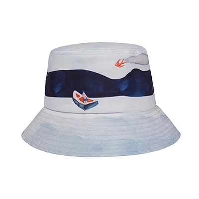 lake water hat YIZISToRE оригинальные повседневные креативные Панамы для девочек и мальчиков с пейзажами серии 2(FUN KIK - Цвет: lake water hat