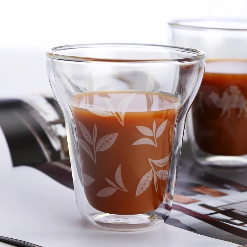 Креативные двухслойные Стеклянные чашки 200 мл милая прозрачная двухслойная