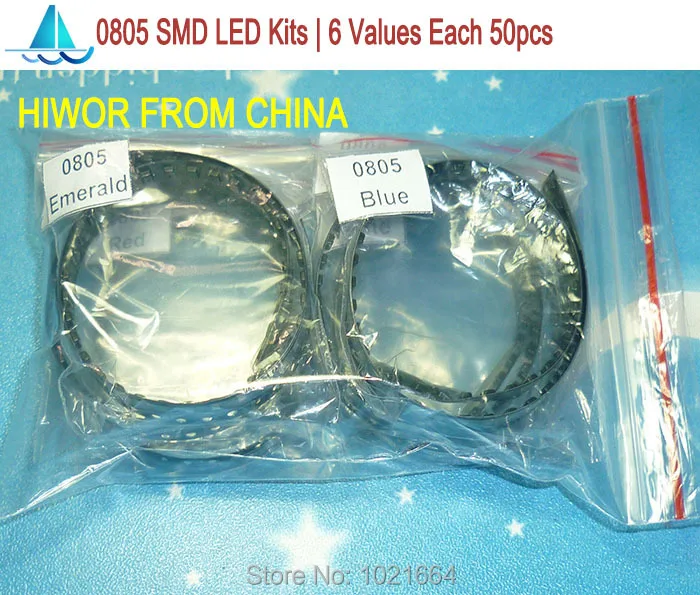 (300 шт./лот) 0805 SMD светодиодные наборы красный желтый синий изумрудно-зеленый
