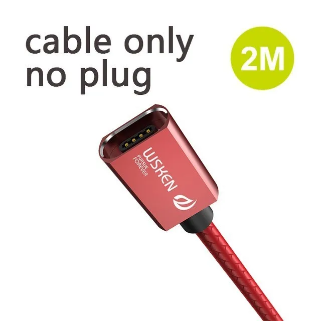 2m cable Red Wsken X1 Магнитный кабель type-C для iPhone, зарядное устройство, магнитный USB C type-C шнур, быстрая зарядка, Micro USB кабели для samsung Xiaomi mi8 - Цвет: 2m cable Red