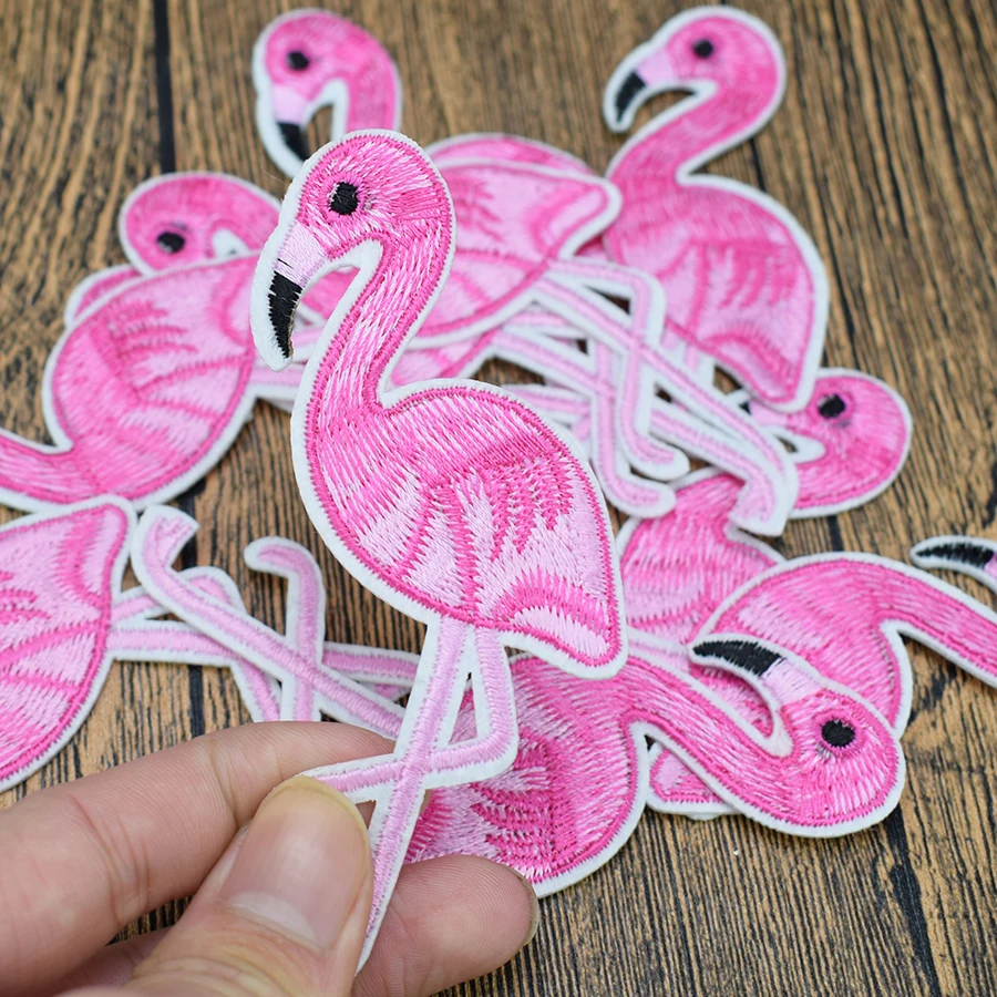 10 шт. нашивки с вышивкой в виде розового фламинго для джинсов|embroidered patch|patches for