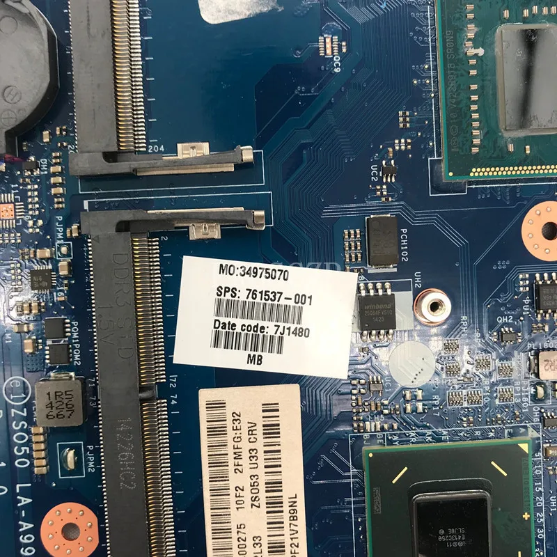 Бесплатная доставка для 250 G3 материнская плата ноутбука 761537 001 601 ZS050 LA A999P с SR0N9 I3