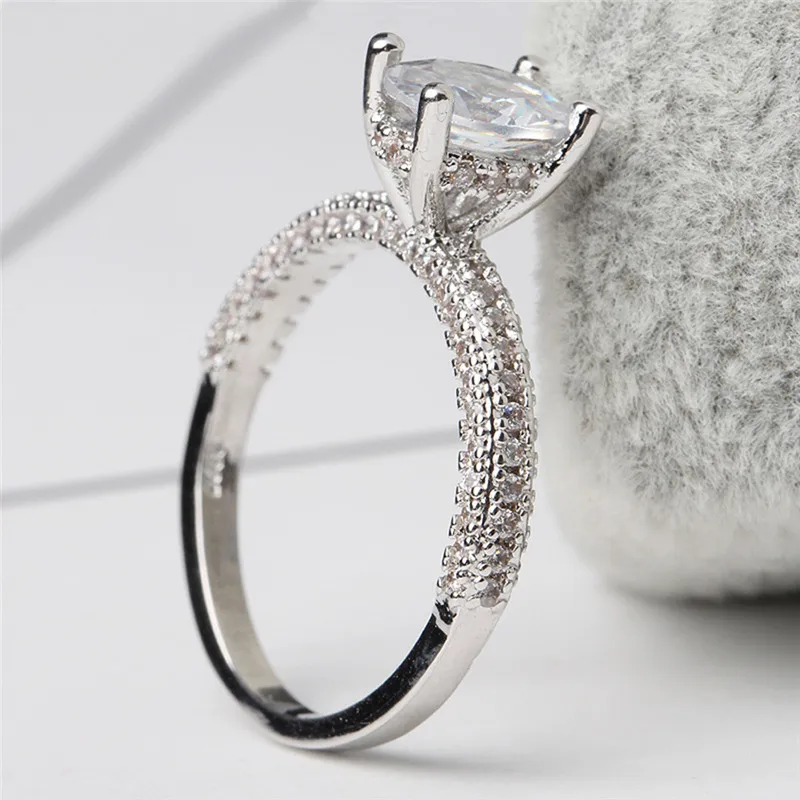 Size 6 7 8 9 10 Austrian Crystal Beads Stainless Steel Rings For Women 2018 Sliver Color Geometric Square Engagement Jewelry G5 | Украшения