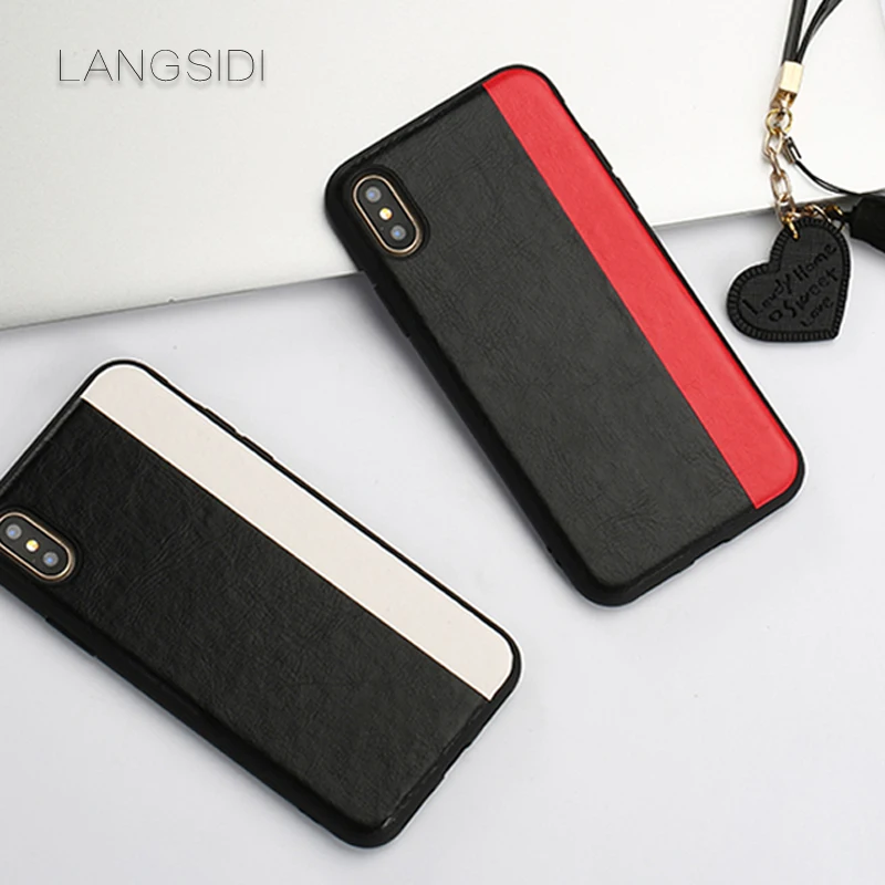 LANGSIDI For iPhone 7 phone case handmade custom leather stitching style fitted-case to send glass film |