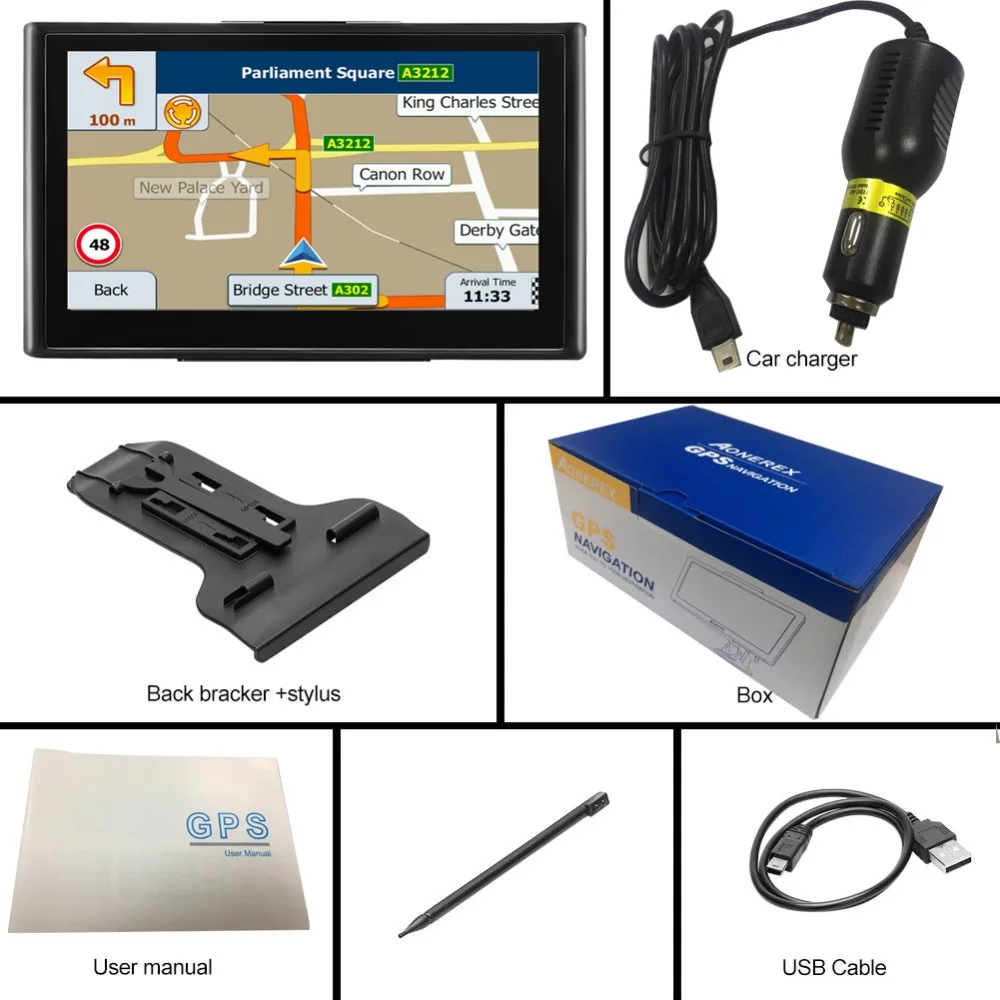 Автомобильный GPS навигатор FM Bluetooth спутниковая навигация для грузовика