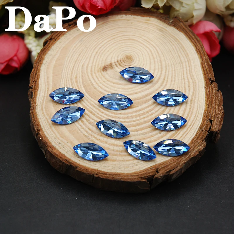 Marquise Horse Eye Shape Silver Point Back Glass Crystal 3x6mm~17x32mm Light Blue Color No Hole For Nails Jewelry Decoration | Дом и сад