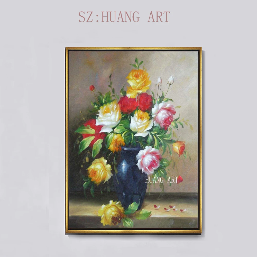 

Colorful flowers blue oil painting wall decoration furniture hotel sofa hall hot sale of modern abstract hall bedroom