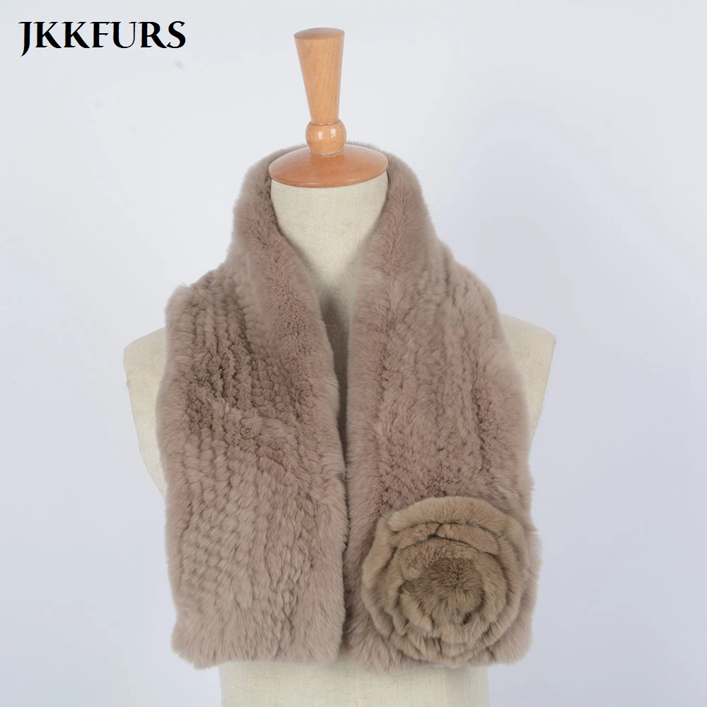 2019 Ladies Real Rex Rabbit Fur Scarf Genuine Natural Fluffy Fashion Style Floral Decoration Shawls Winter Muffler S7094 |