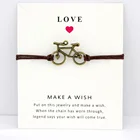 Браслеты с подвесками для велосипеда, бронзовые ювелирные изделия, светло-коричневые, синие Вощеные шнуры, для женщин, мужчин, девочек, мальчиков, рождественский подарок, Прямая поставка