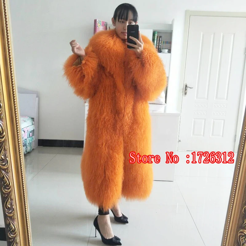 2021 new women's leather fur coat beach wool Mongolian sheepskin one coat lapel long coat