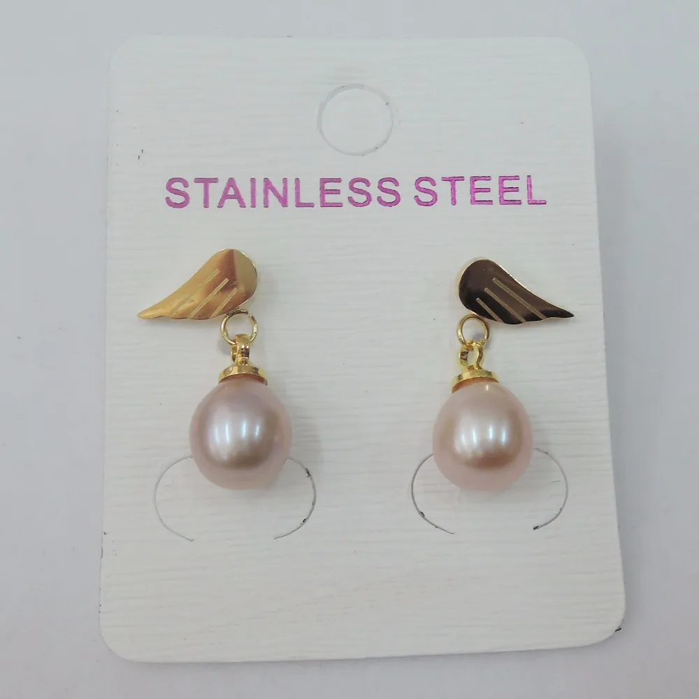 Женские серьги с натуральным пресноводным жемчугом AAA + Крючки из нержавеющей