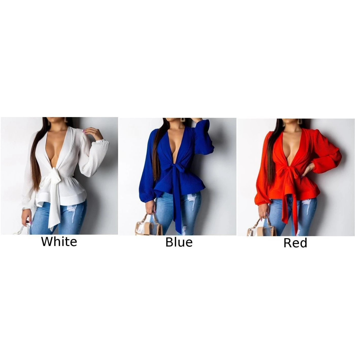 Летняя Элегантная блузка в полоску для женщин с длинным рукавом v-образным