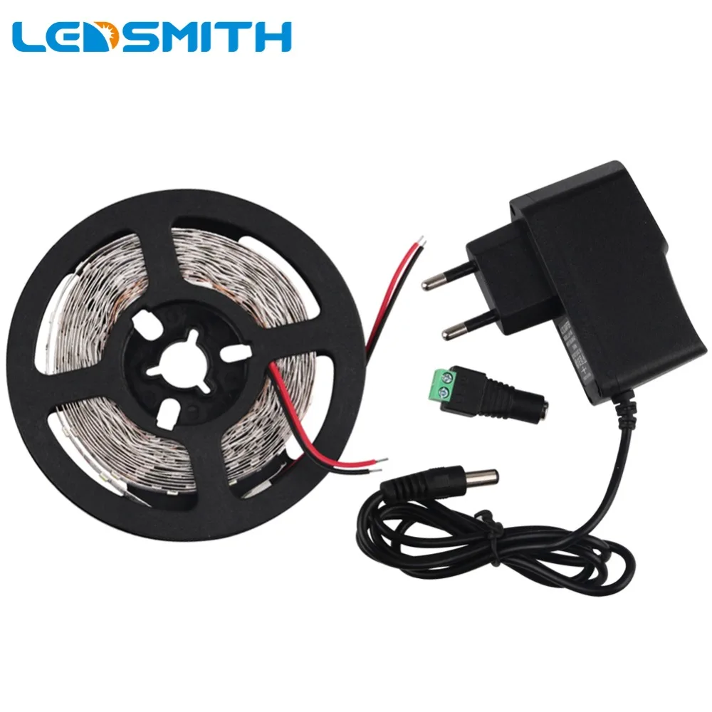 Светодиодная лента 5 м 300 светодиодный s 3528 SMD светодиодный светильник с адаптером питания постоянного тока 12 В 1 А гибкий светодиодный светильник для украшения дома