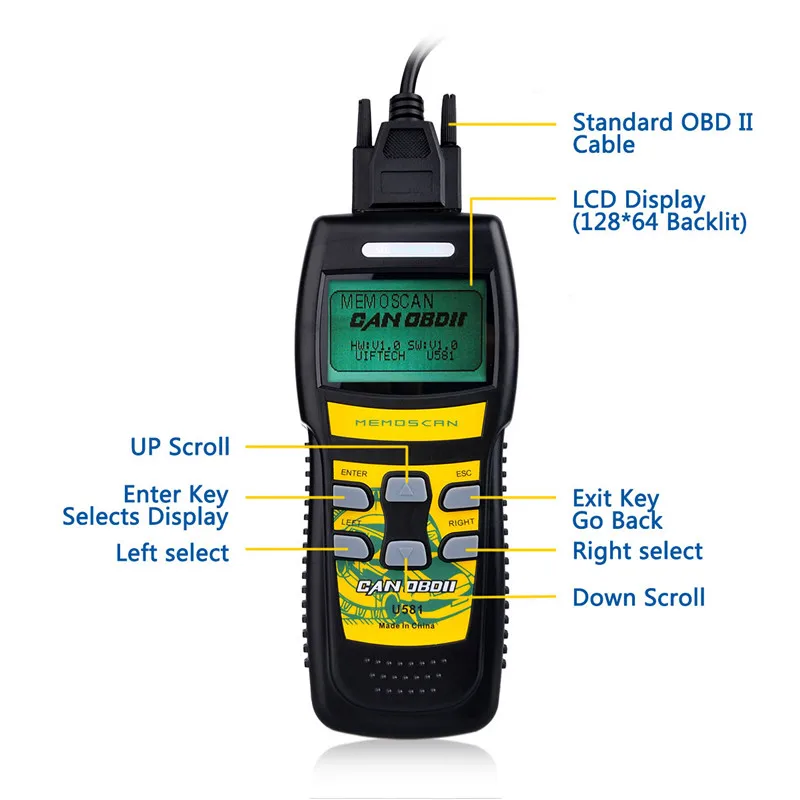 2018 оригинальный U581 OBD2 EOBD считыватель кодов обновленный онлайн сканер memoscan U581|code