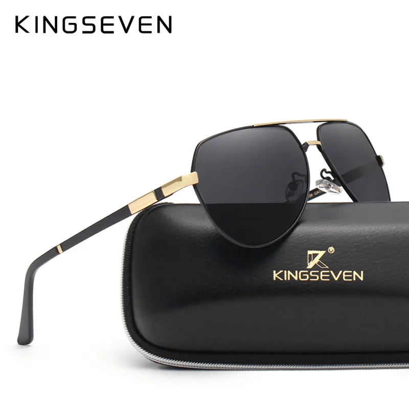 Мужские поляризационные солнцезащитные очки KINGSEVEN черно красные с