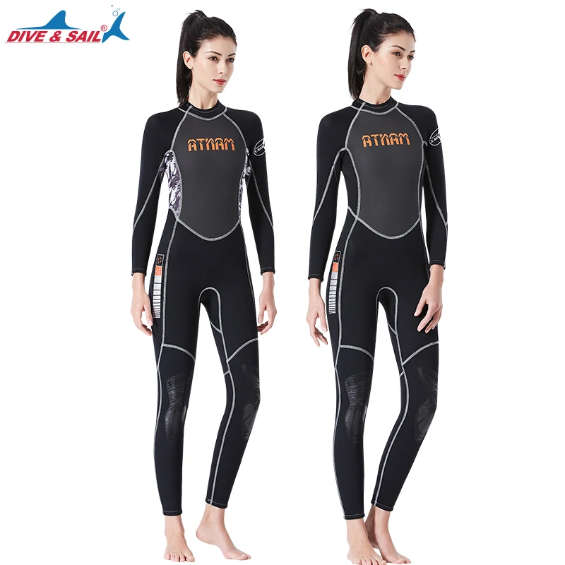 3mm quality Women Wetsuit Elastic Tight SCR neoprene long sleeved Diving suit color stitching Surf Equipment Jellyfish clothing | Спорт и