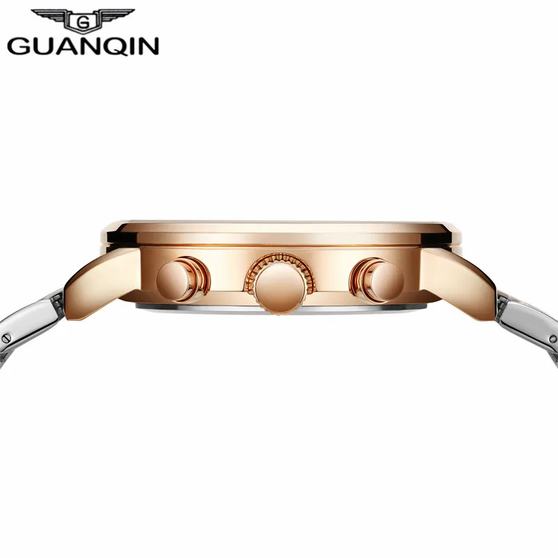 Мужские кварцевые часы GUANQIN модные спортивные из стали с подсветкой