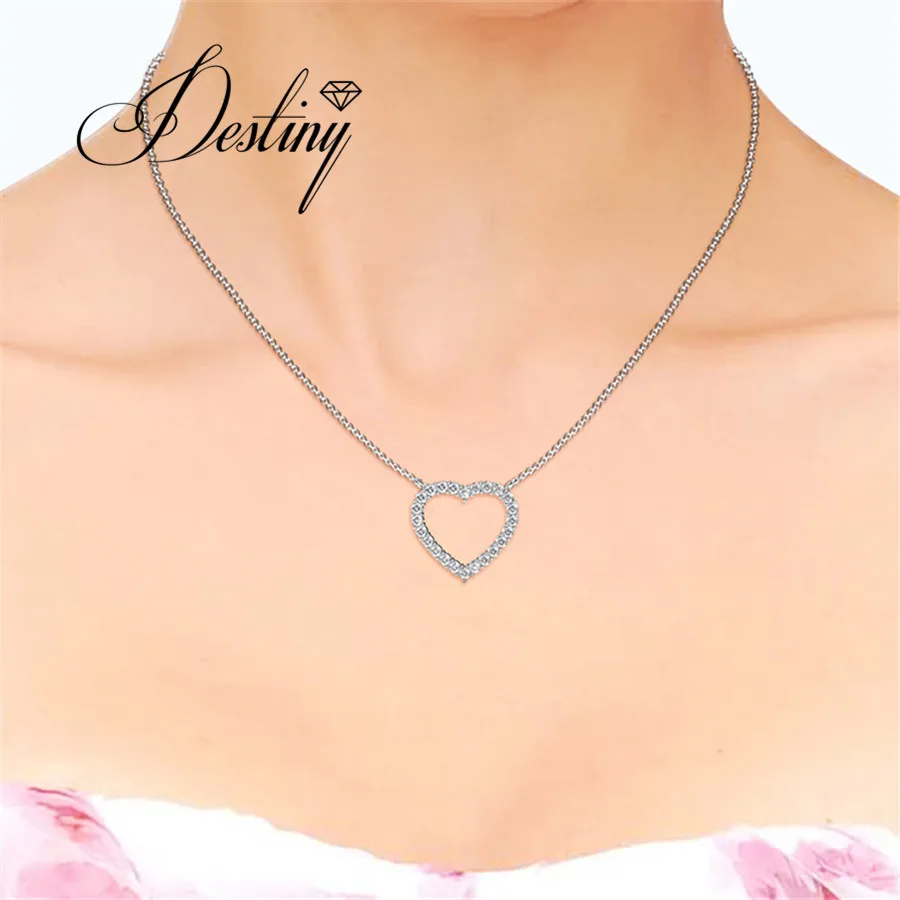 Destiny Jewellery Romatic сердце ожерелье сделано с кристаллами Сваровски Женщины Ювелирные