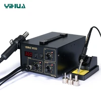 yihua 852d diaphragm pump hot air soldering station led display soldering iron station 2 in 1 functions air pump type 220v 110v