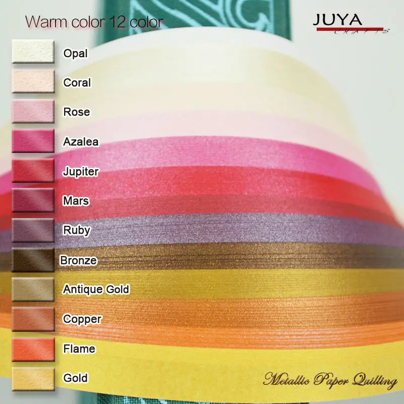 Juya Metallic Paper Quilling Set - 24 Mixed Colors, Available in 2/3/5/7/10mm Widths image 3