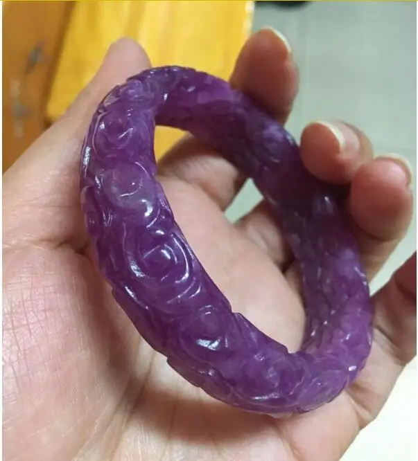 Винтажный Китайский фиолетовый браслет JADEITE JADE ручной работы 62 мм Прямая