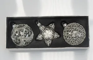 3 шт.коркор. высококачественный стеклянный материал, украшение для рождественской елки, стеклянный Рождественский шар, особый кулон в виде круглой и звездной елки