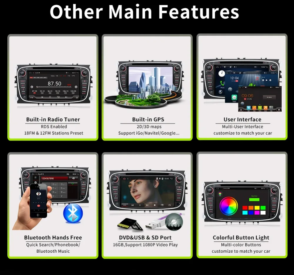 Четырехъядерный 2din Android 7 1 автомобильный DVD для Ford Mondeo C max S с английским Wifi 3G GPS