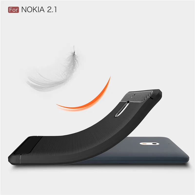 Whyes For Nokia 2.1 Case Soft TPU Cases Silicone Full Protector ShockProof Heavy Carbon Fiber Phone Bags Cover Fitted |