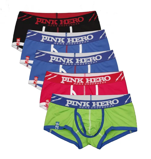 Классные! 5 шт./партия Pink Heroes Для мужчин нижнее белье трусы-боксеры хлопковое нижнее белье с персонажами из мультфильмов-Для мужчин трусы-боксеры Шорты модные, пикантные U сумка Для мужчин нижнее белье - Цвет: as show
