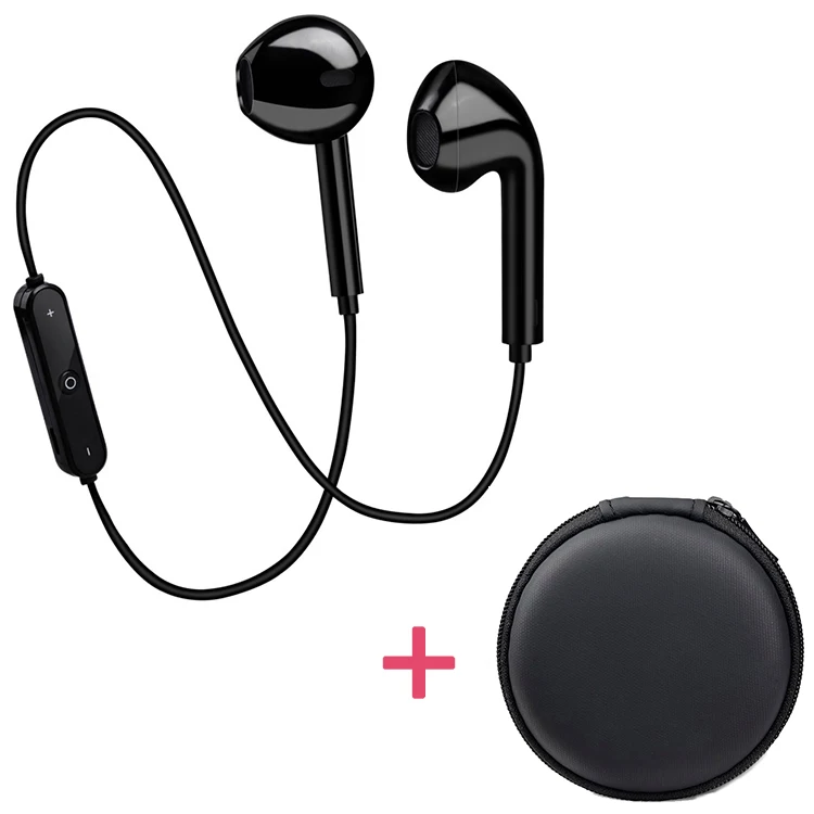 black with box S6 спортивный нашейный Беспроводной наушники линии контролируемых Bluetooth наушники для телефона с микрофоном наушники д - Цвет: black with box