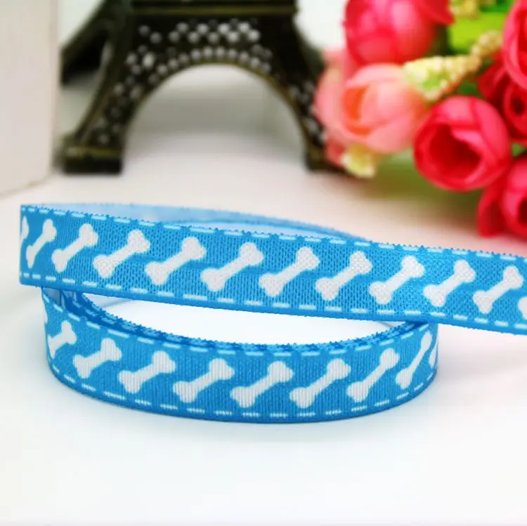 

5/8'' Free shipping Fold Elastic FOE dog bone printed headband headwear hairband diy decoration wholesale OEM P5966