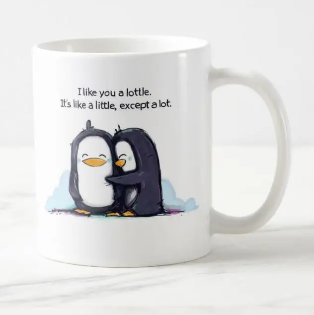 Милая кофейная кружка с надписью I Like You a Lottle Penguins чайная чашка забавные кружки