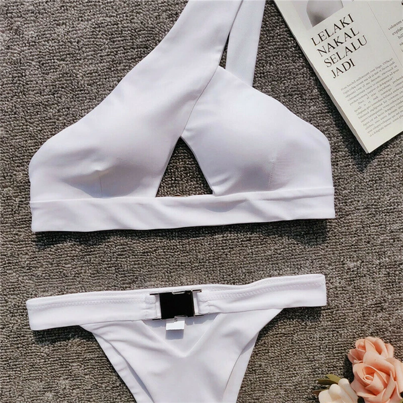 Бикини на одно плечо 2019 с пряжкой высоким вырезом купальник сексуальные стринги