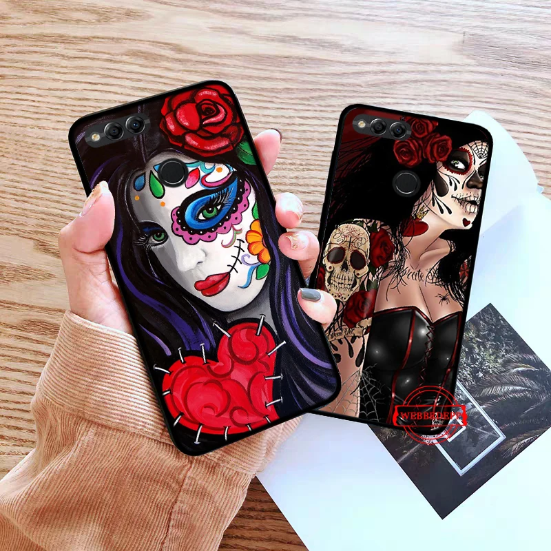 Силиконовый чехол с мексиканским черепом для Huawei honor 6A 7A Pro 7X 8 Lite 8X 8C 9 9X Note 10 View