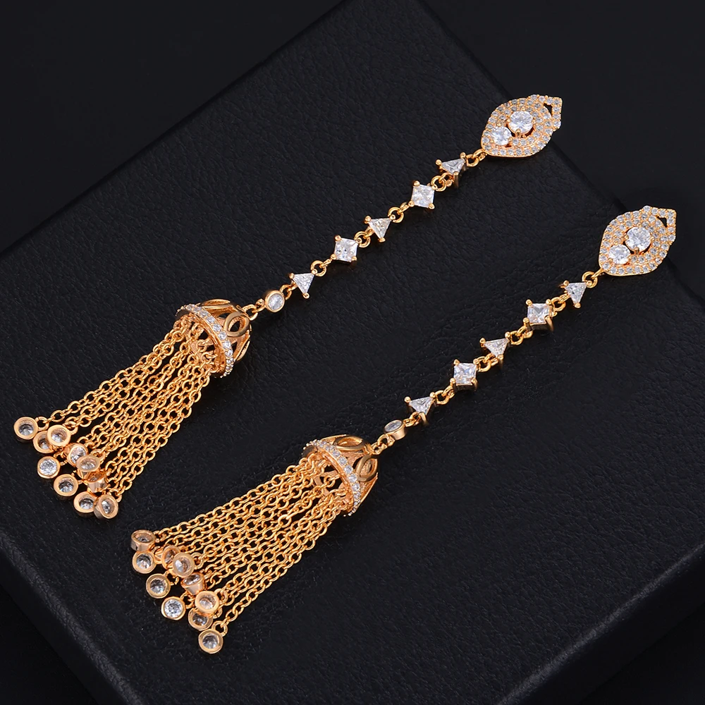 Длинные серьги с кисточками Siscathy 12*93 мм фианитом для помолвки вечеринки ночного