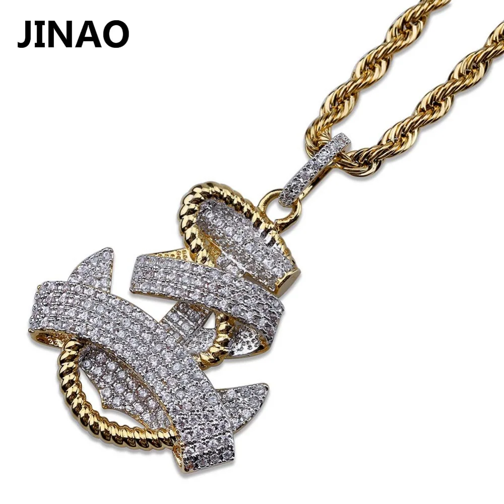 JINAO в стиле хип-хоп из золота Цвет покрытием Micro Pave Цирконий якорь колье с