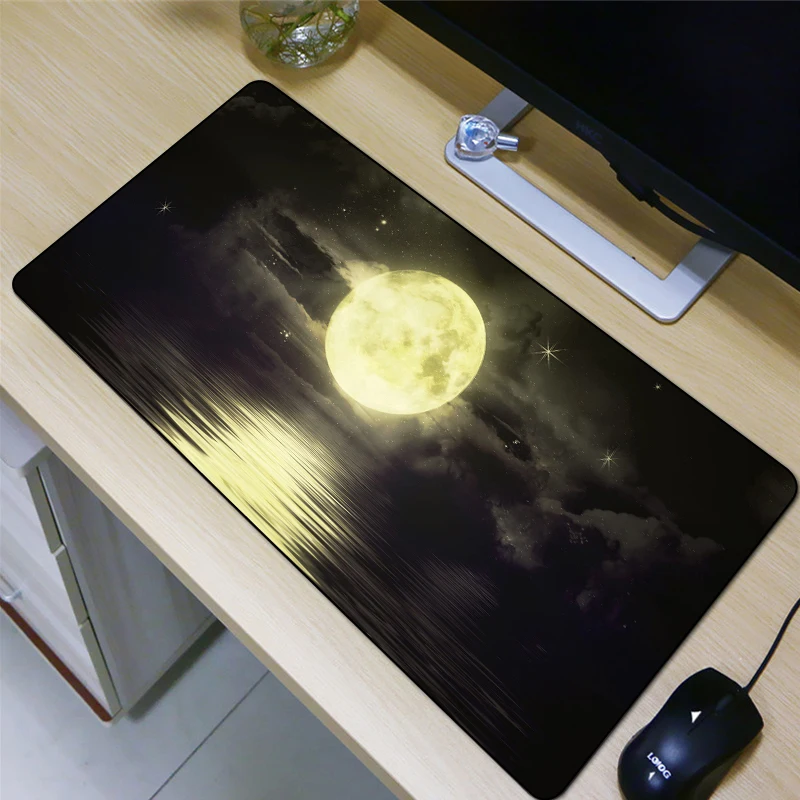 QQQRGB 80X40 коврик для мыши с изображением красивой Луны в море высокое качество