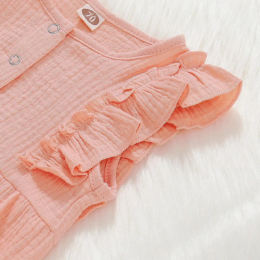 Комбинезоны для новорожденных девочек однотонный комбинезон с оборками наряды