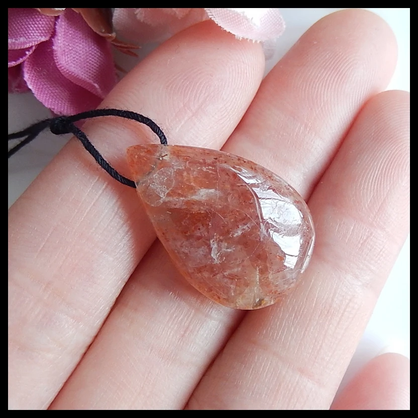 Бижутерия из полудрагоценных камней, подарок на день рождения, Natuarl Sun stone подвеска из бисера, 25x17x7 мм, 3,7 г