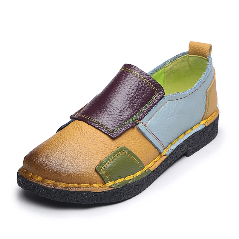Мокасины BeckyWalk женские из натуральной кожи лоферы обувь ручной работы пэчворк с