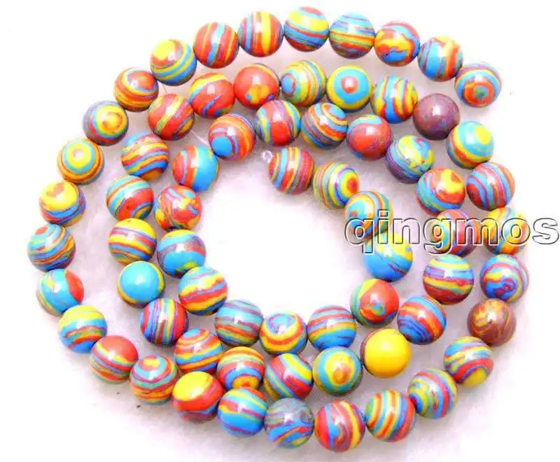 

Small 6mm Red peacock zebra stripe Round stone beads strands 15" -los485