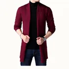 Новинка Весна 2019, молодежный Мужской свитер, однотонная приталенная рубашка, Корейская рубашка с длинными рукавами, мужской тонкий длинный кардиган, свитер, пальто