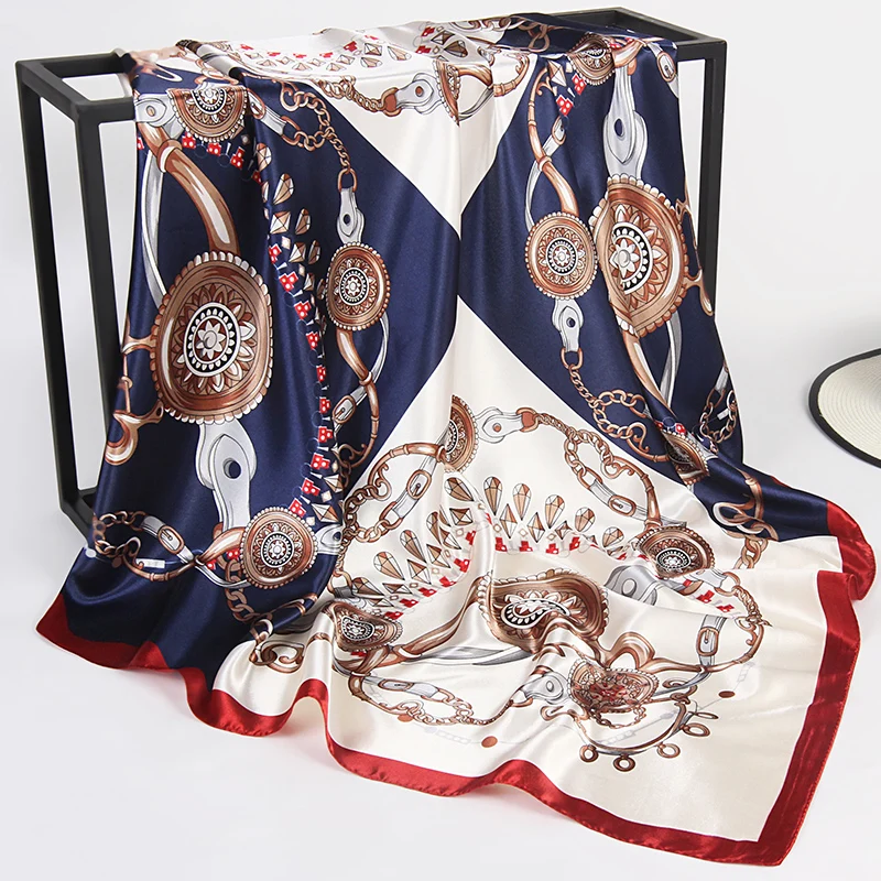 Шелковый шарф с квадратной головкой женский платок кисточками банданы принтом