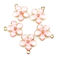 5pcslot light gold pink peach blossom flower mixed color pendant jewelry finding making jewelry components 22220