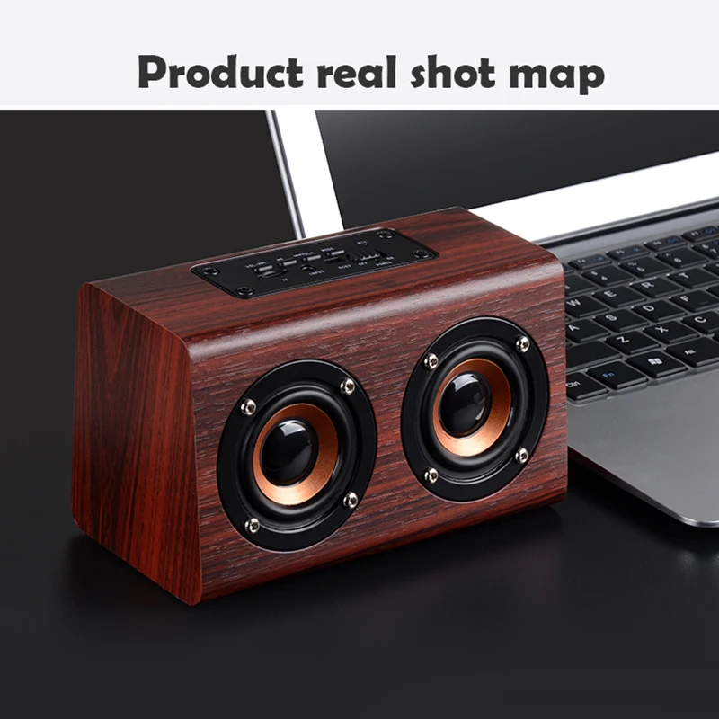 Деревянная Bluetooth Колонка W7 ретро HIFI 3D двойной громкий динамик s Беспроводная