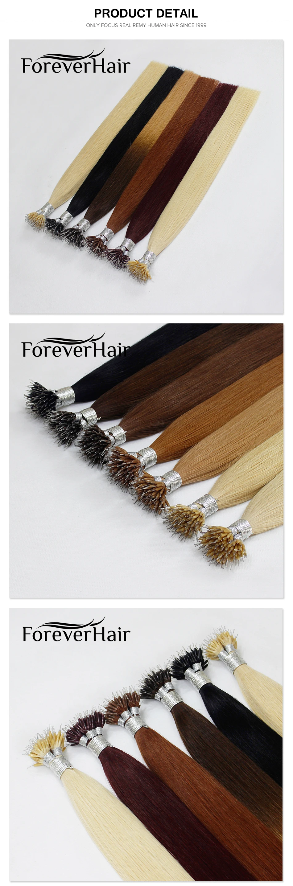 FOREVER HAIR европейские прямые кератиновые волосы с микро бусинами 0,8 г/локон 1" 18" 2" натуральные человеческие волосы Remy Nano Ring 50 шт