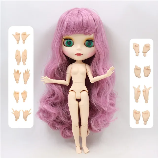 Заводская кукла blyth 280BL1063 Длинные розовые волосы с челкой/бахромой суставное тело белая кожа bjd матовое лицо 1/6 - Цвет: doll and hand AB