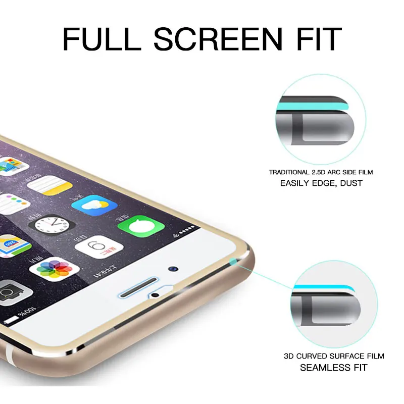 3D закаленное стекло из алюминиевого сплава для iPhone 6 6S 7 8 Plus полноэкранная